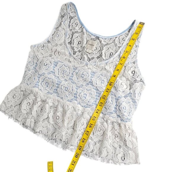 Anthropologie Maeve Lace Overlay Cropped Top Size Large Layer Look Floral NWT - Picture 4 of 9